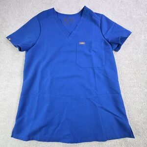 FIGS Catarina Womens Scrub Top‎ XS Blue One Pocket V-Neck Medical Stretch Soft